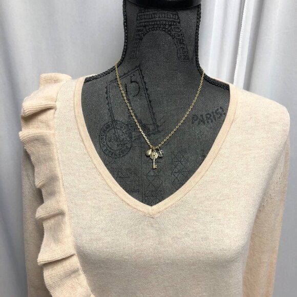 MAAC London Sweater Womens Size Medium Oatmeal Beige Ruffle Long Sleeve Fairy - Picture 2 of 6